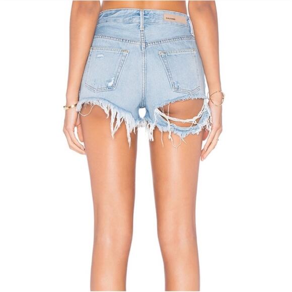 GRLFRND Denim Shorts Womens 25 Blue Cindy Distressed Night Fever Destroyed Boho - Picture 2 of 15
